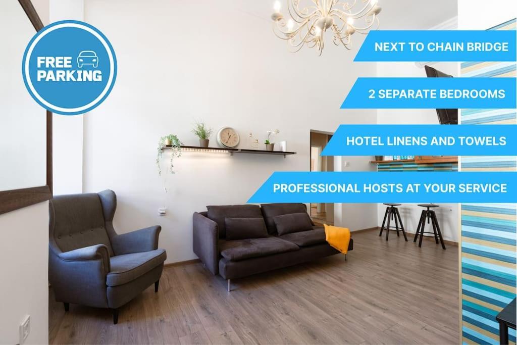 Free Parking Chain Bridge Home 4Ppl, 2Bdrm, Wifi, Smart Tv, Ac Budapest Exterior foto
